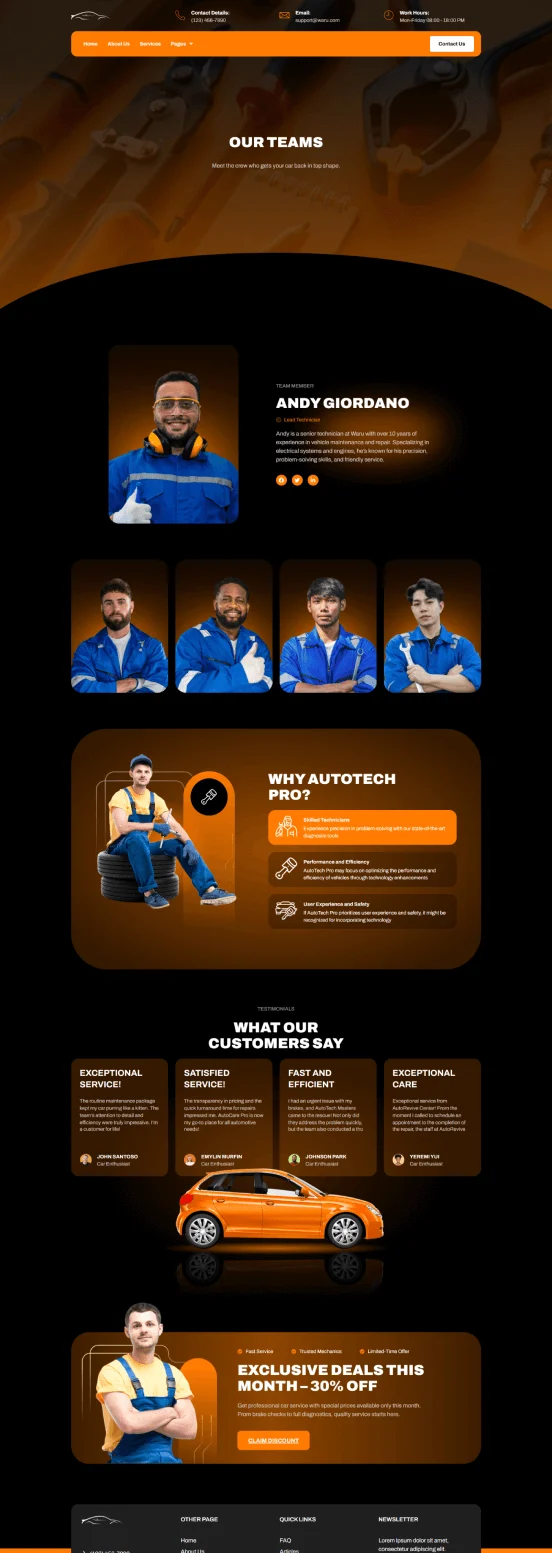 维修 Elementor 模板团队页面预览