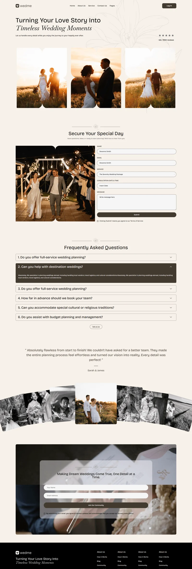 婚礼定制Elementor网站模板_一键导入快速建站插图6-WP资源海 婚礼/婚庆 Elementor 模板咨询预约预览