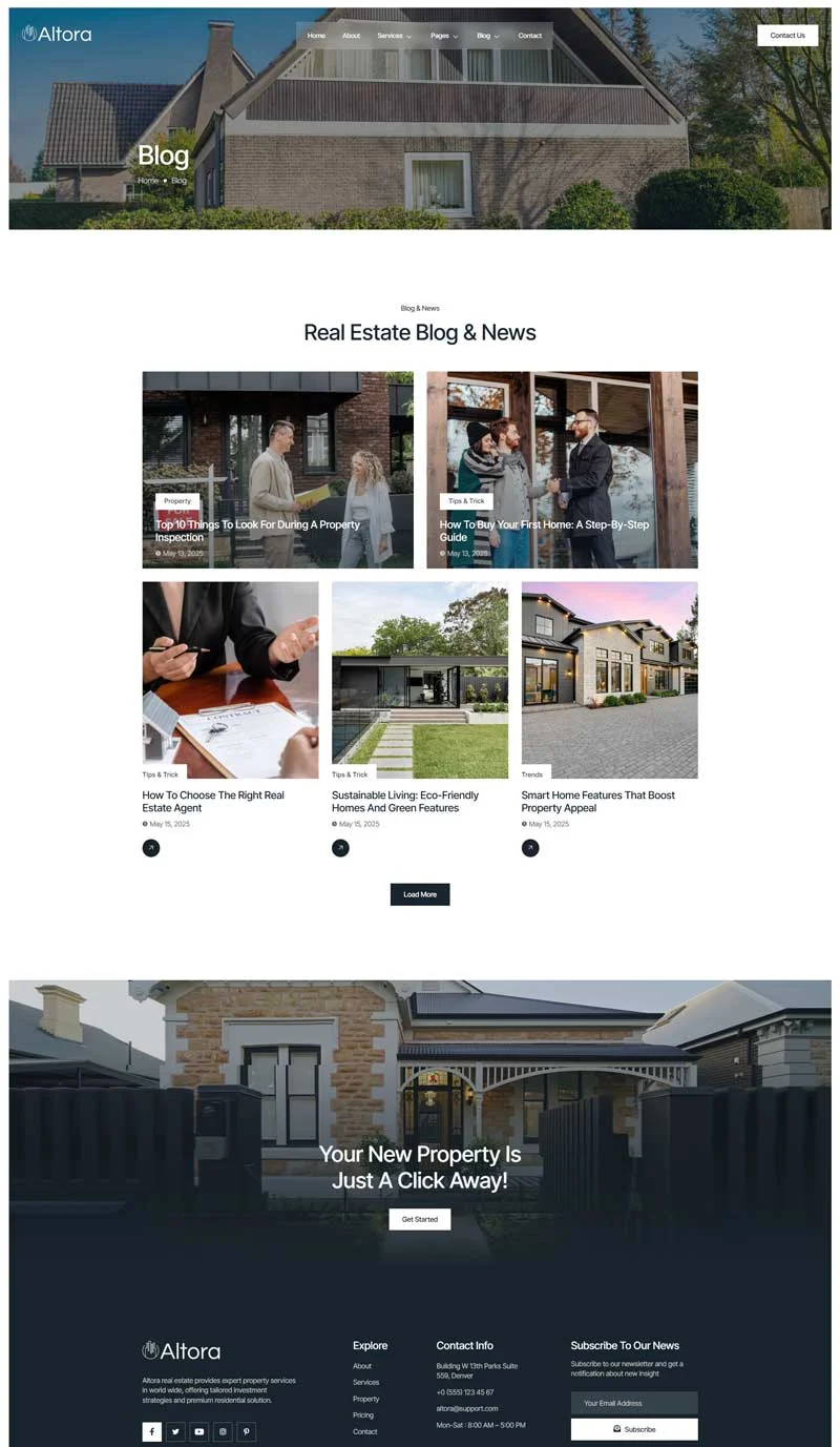 房产经纪与代理Elementor网站模板_一键导入快速建站插图7-WP资源海 建筑/地产 Elementor 模板博客页面预览
