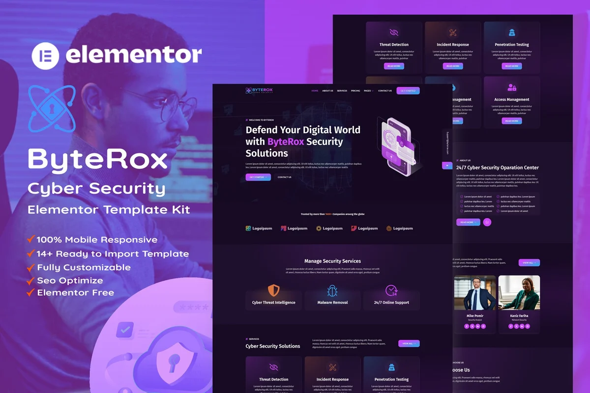 网络安全Elementor网站模板_一键导入快速建站插图-WP资源海 IT互联网 Elementor 网站模板封面