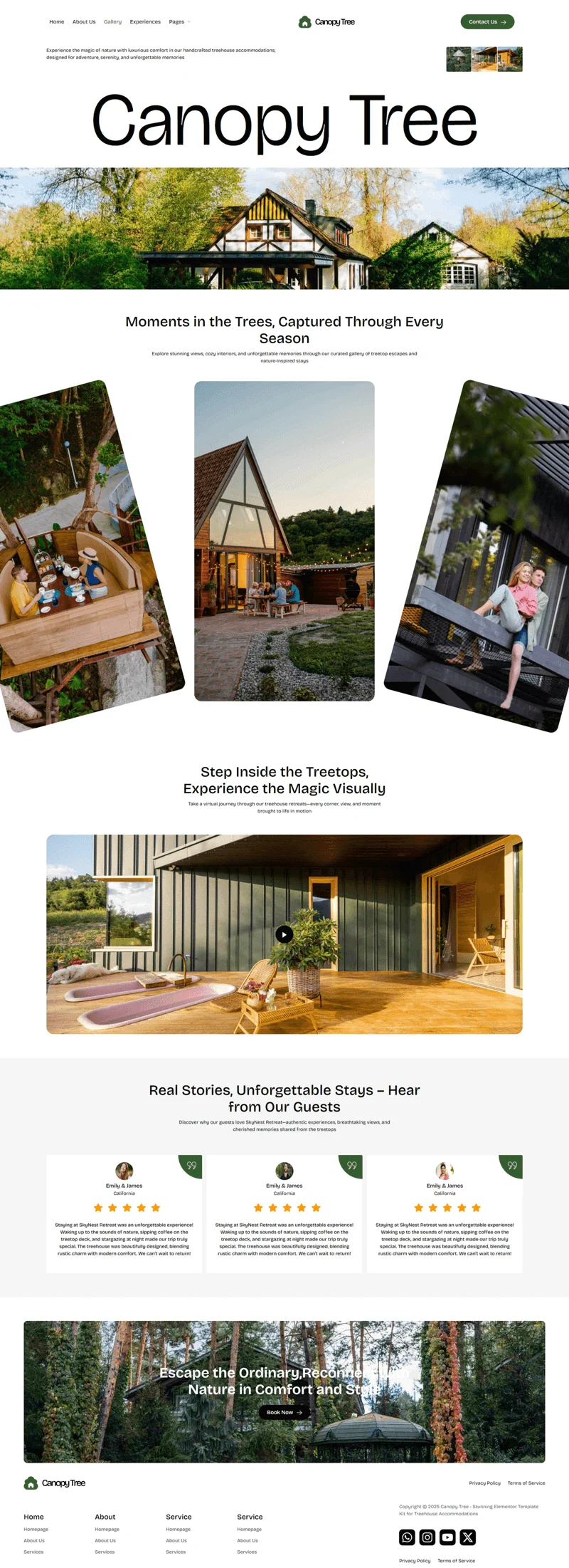 树屋度假Elementor网站模板_一键导入快速建站插图7-WP资源海 旅馆/酒店 Elementor 模板图片展示预览
