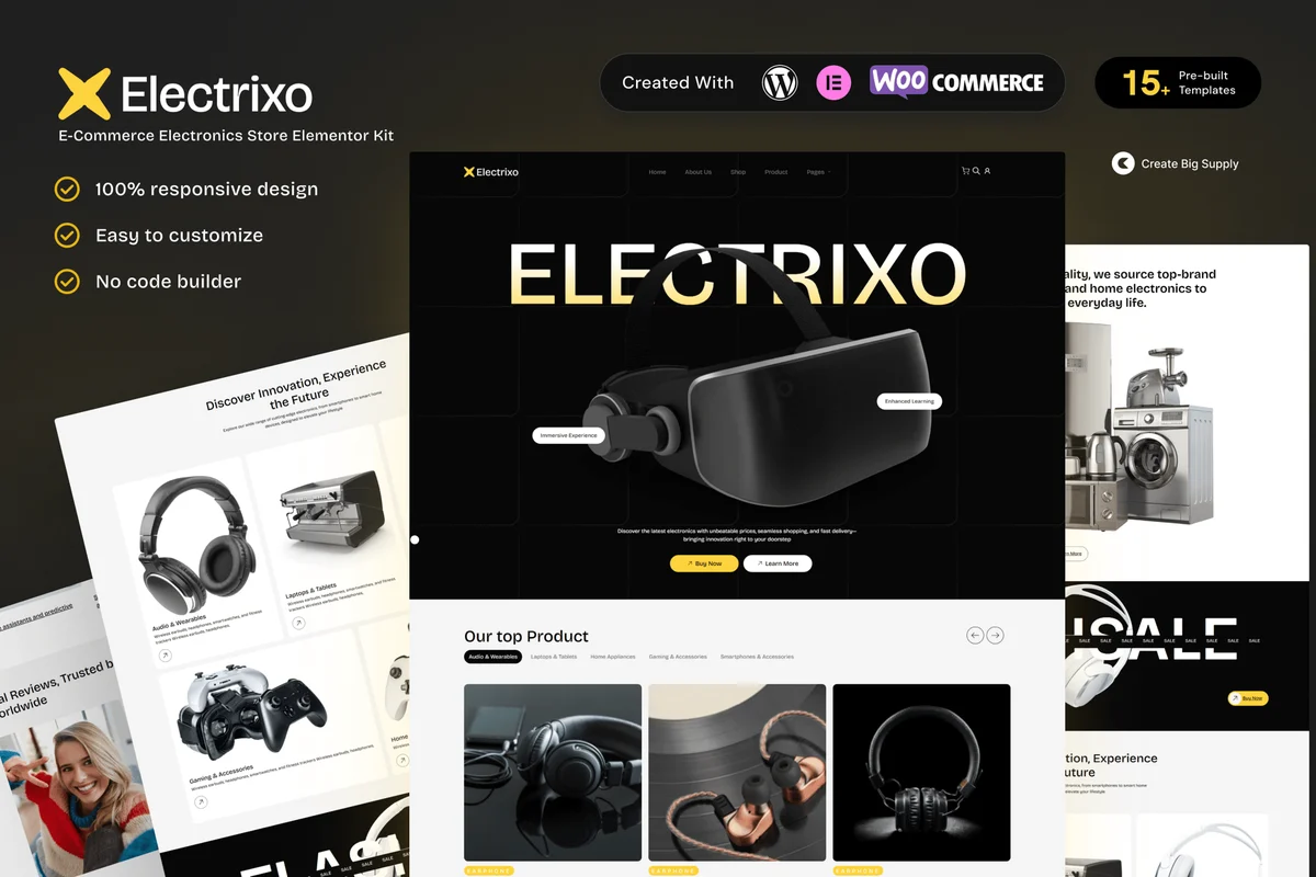 消费电子商店Elementor网站模板_一键导入快速建站插图-WP资源海 电商 Elementor 网站模板封面