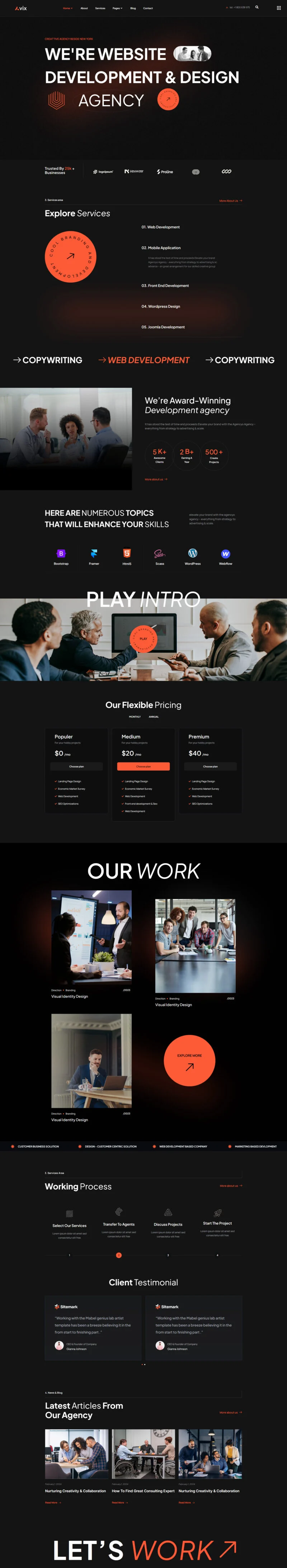 网站设计与开发代理Elementor网站模板_一键导入快速建站插图3-WP资源海 广告/营销 Elementor 模板首页预览