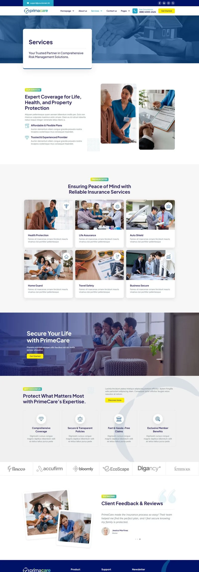 金融/投资 Elementor 模板服务页面预览
