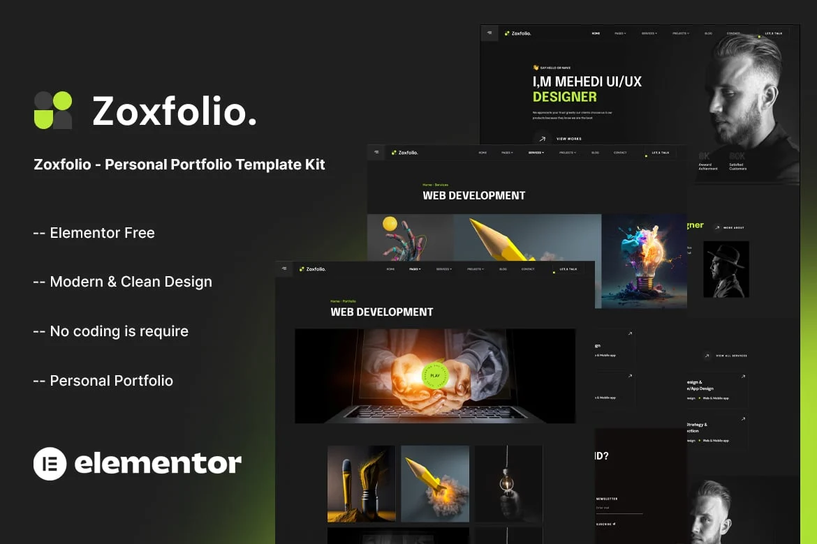 艺术总监Elementor网站模板_一键导入快速建站插图-WP资源海 个人 Elementor 网站模板封面