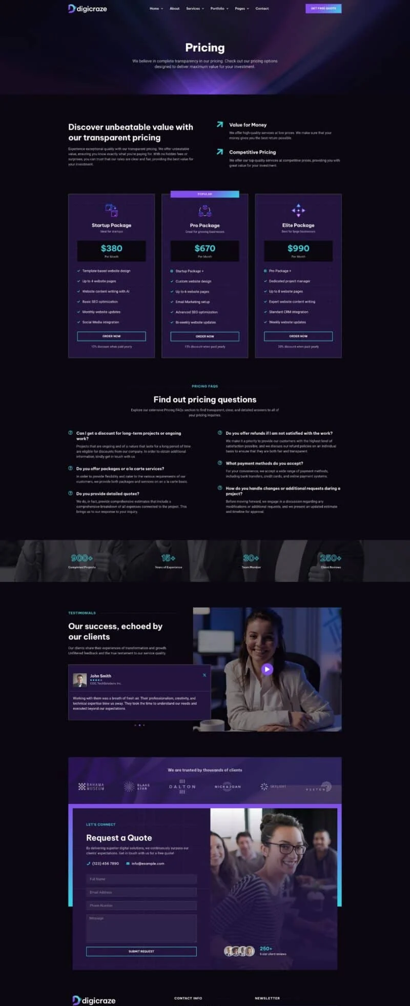 广告/营销 Elementor 模板价格页面预览