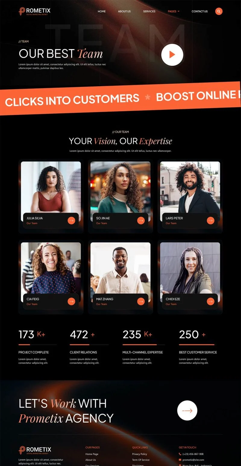 广告/营销 Elementor 模板团队页面预览