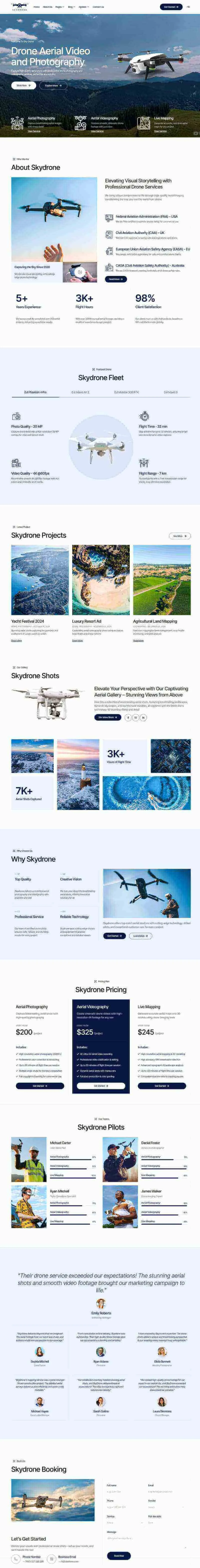 航拍摄影Elementor网站模板_一键导入快速建站插图1-WP资源海 摄影 Elementor 模板首页预览