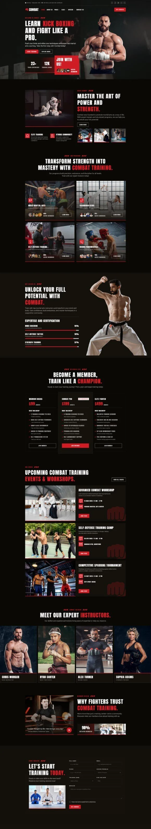 武术俱乐部Elementor网站模板_一键导入快速建站插图1-WP资源海 运动/健身 Elementor 模板首页预览