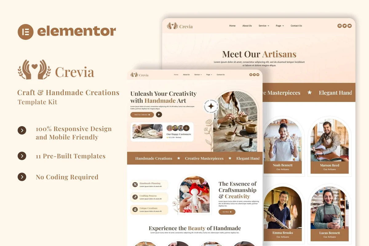 手工艺术Elementor网站模板_一键导入快速建站插图-WP资源海 艺术/设计 Elementor 网站模板封面