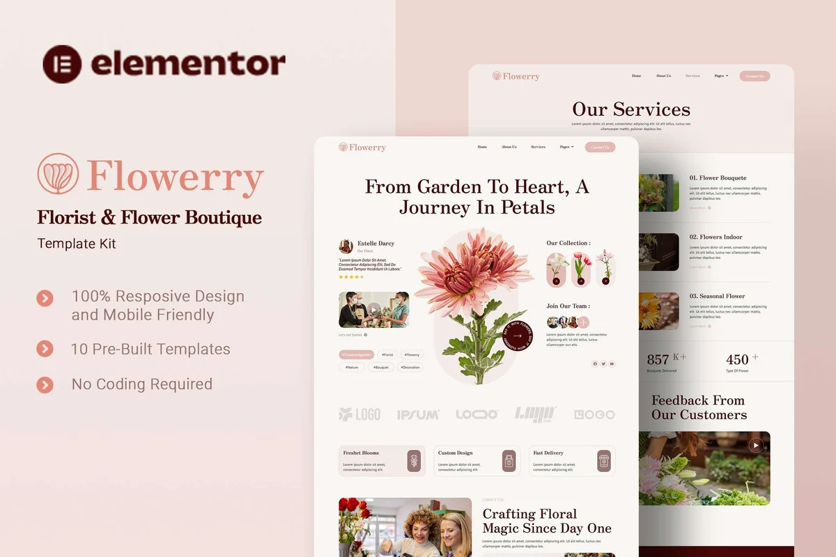 花店Elementor网站模板_一键导入快速建站插图-WP资源海 💐花卉/绿植 Elementor 网站模板封面