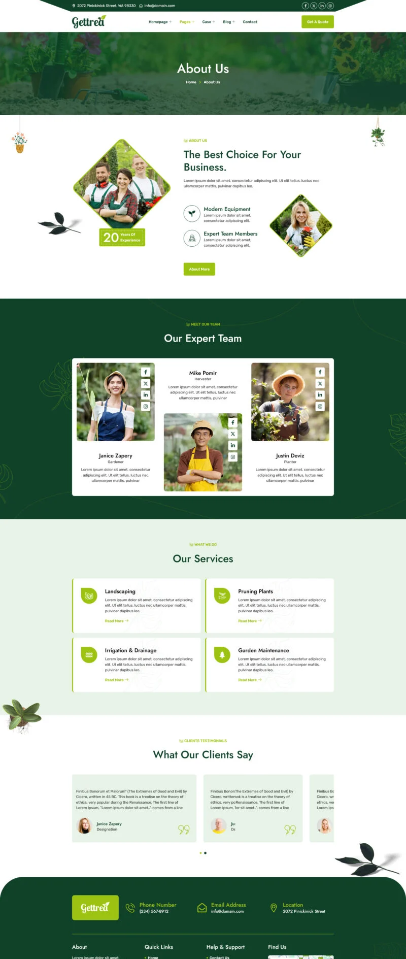 💐花卉/绿植 Elementor 模板关于我们预览
