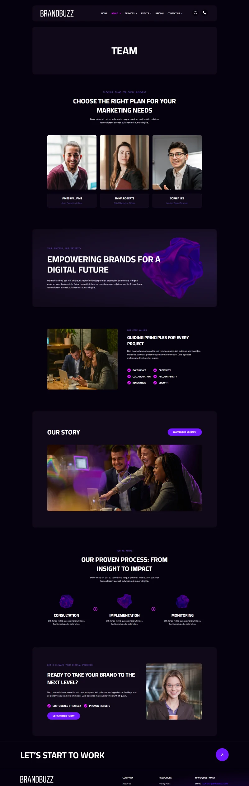 广告/营销 Elementor 模板团队页面预览