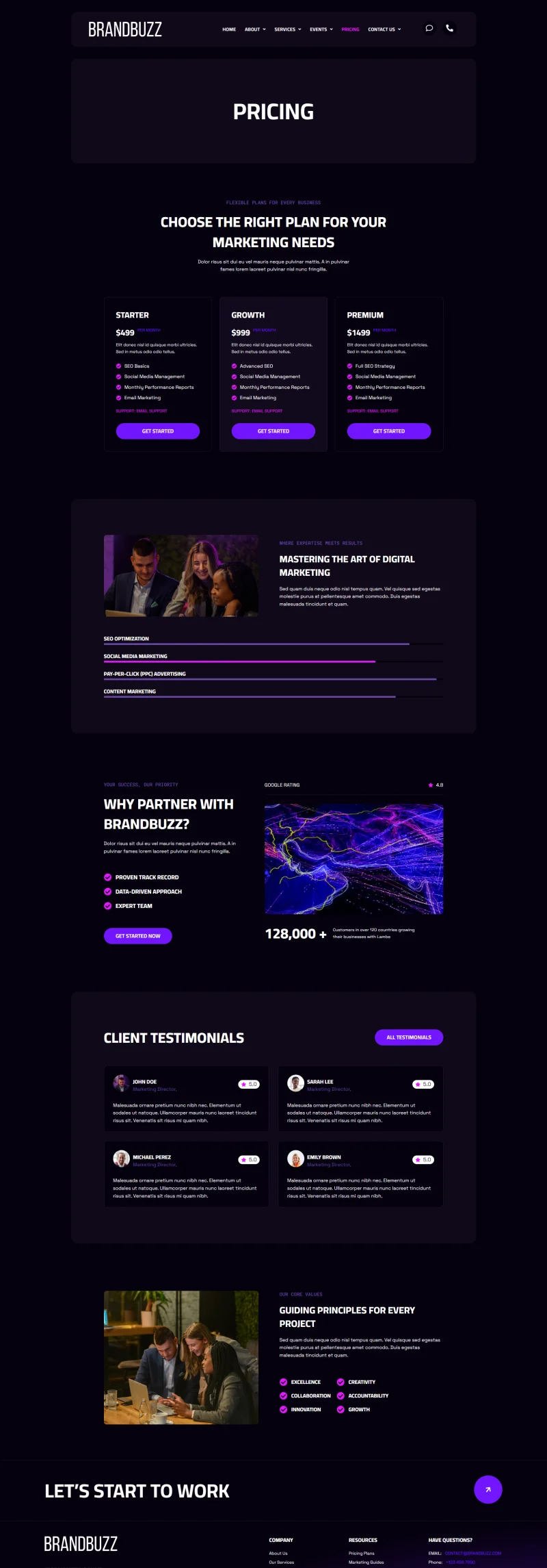 广告/营销 Elementor 模板价格页面预览