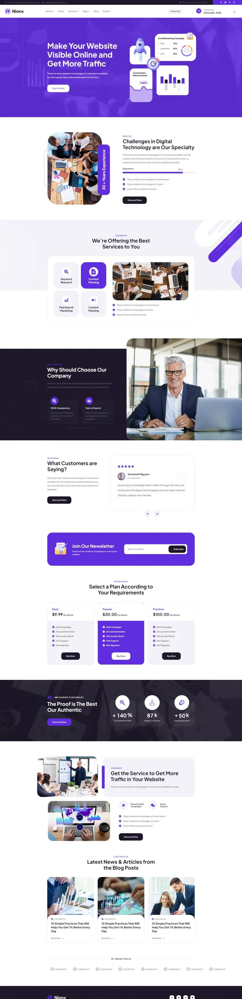 广告/营销 Elementor 模板首页预览