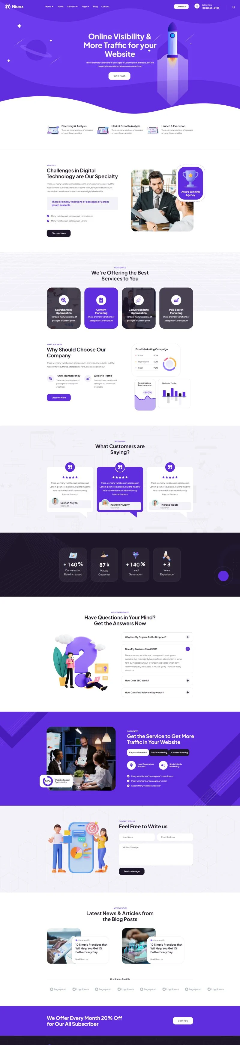 广告/营销 Elementor 模板首页预览