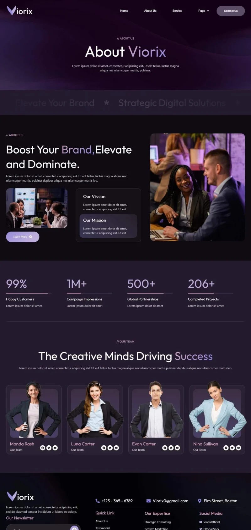 广告/营销 Elementor 模板关于我们预览
