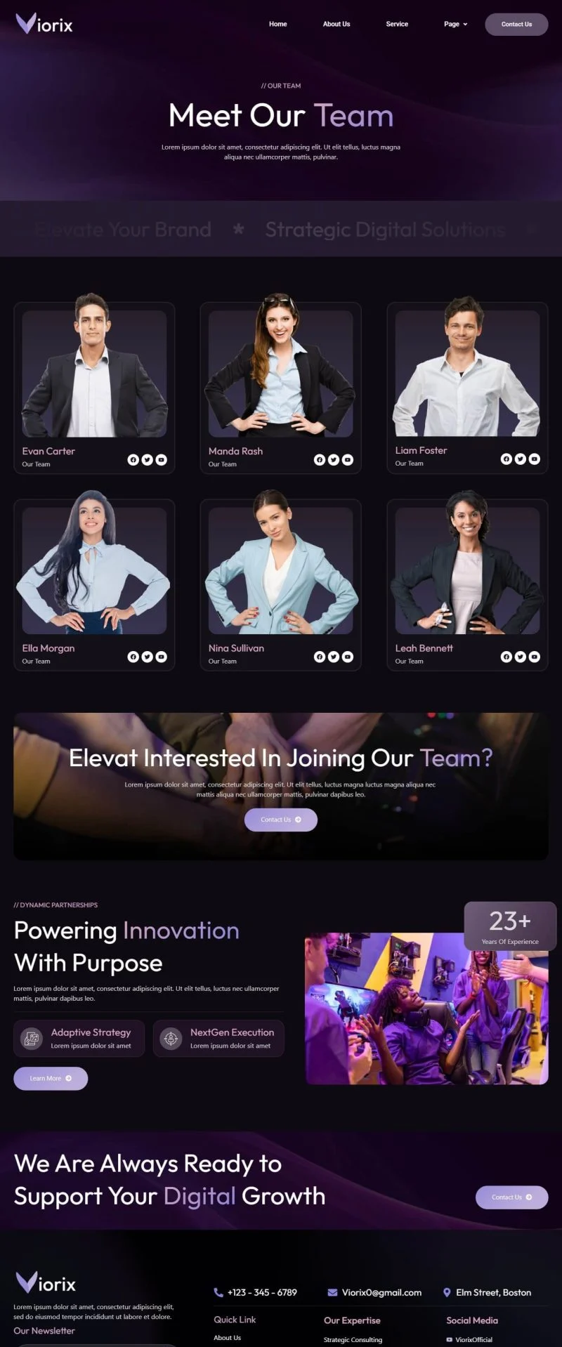 广告/营销 Elementor 模板团队页面预览