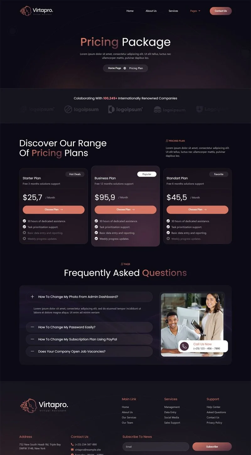 服务/咨询 Elementor 模板价格页面预览
