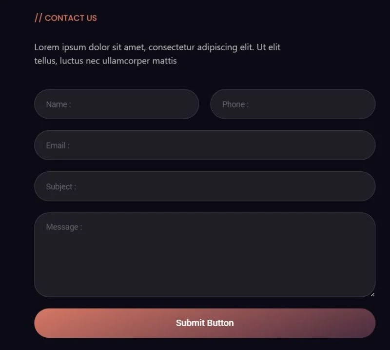 服务/咨询 Elementor 模板联系表单预览