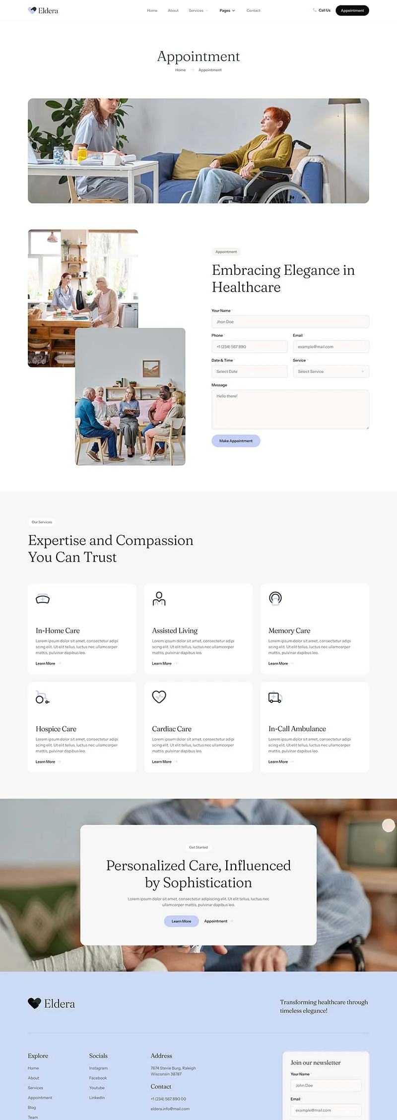 健康/医药 Elementor 模板预约页面预览