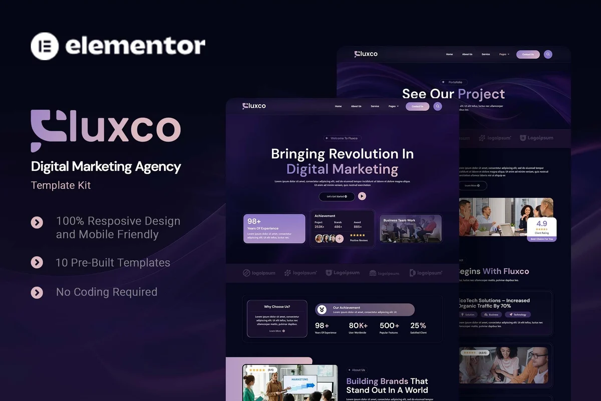 营销策划机构Elementor网站模板_一键导入快速建站