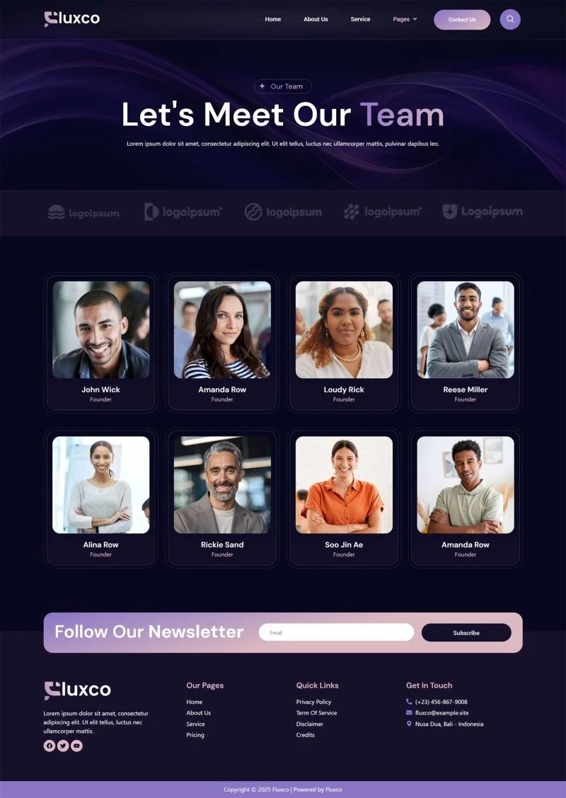 广告/营销 Elementor 模板团队页面预览