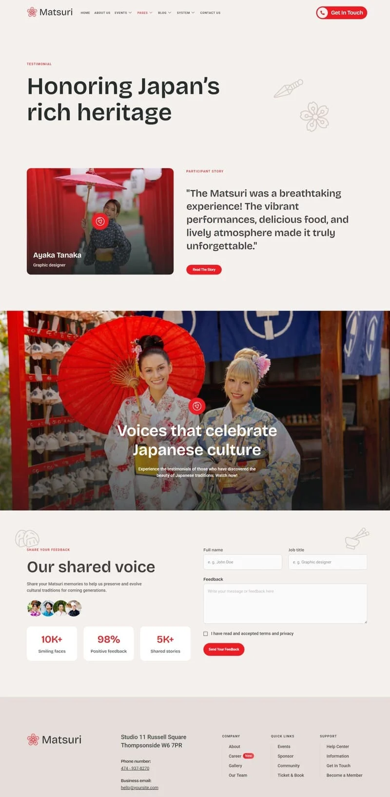 活动/赛事 Elementor 模板客户评价预览