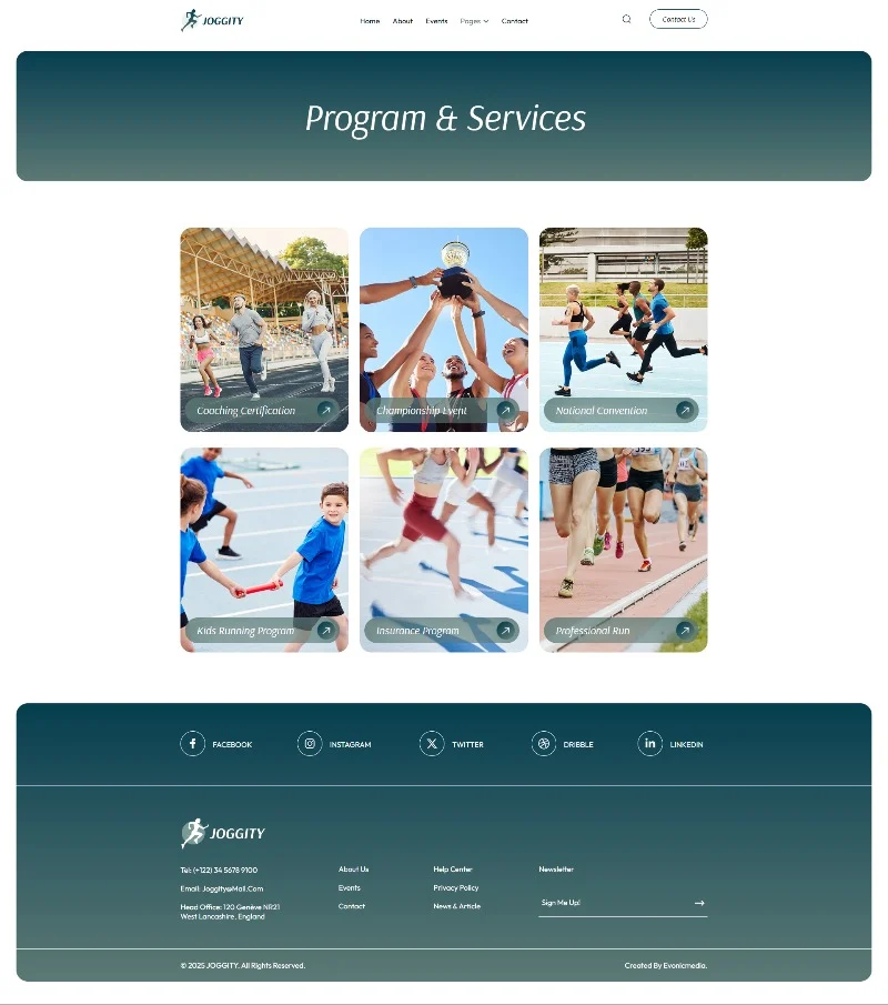 跑步运动Elementor网站模板_一键导入快速建站插图5-WP资源海 运动/健身 Elementor 模板服务页面预览