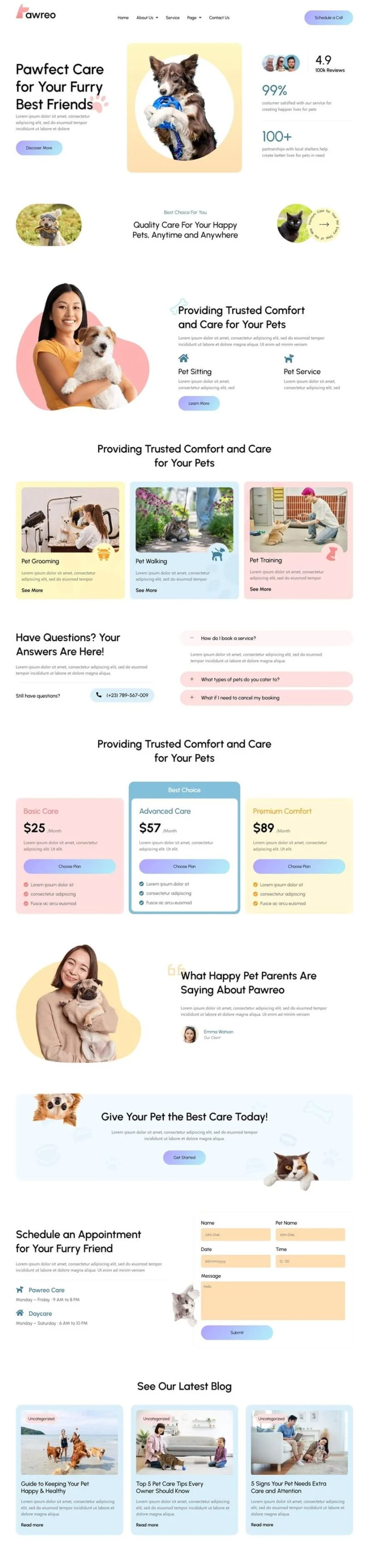 家政 Elementor 模板首页预览