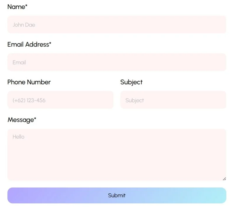 家政 Elementor 模板联系表单预览