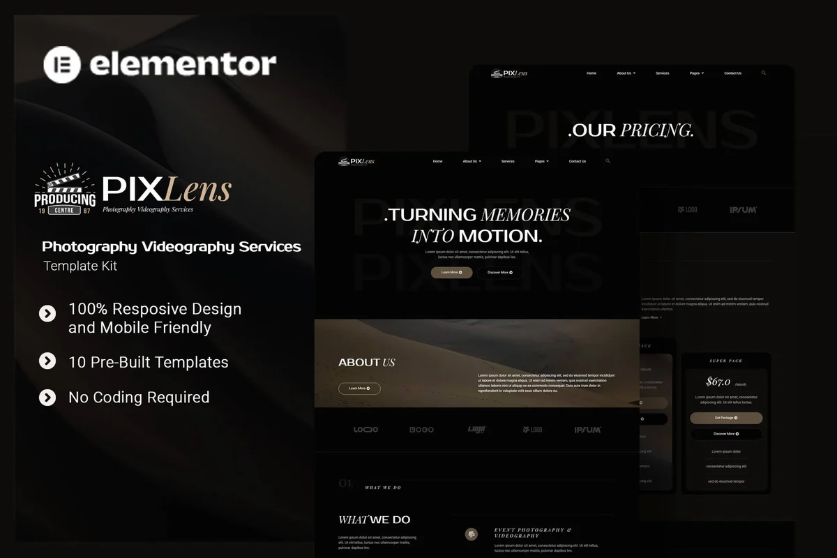 摄影摄像服务Elementor网站模板_一键导入快速建站插图-WP资源海 摄影 Elementor 网站模板封面