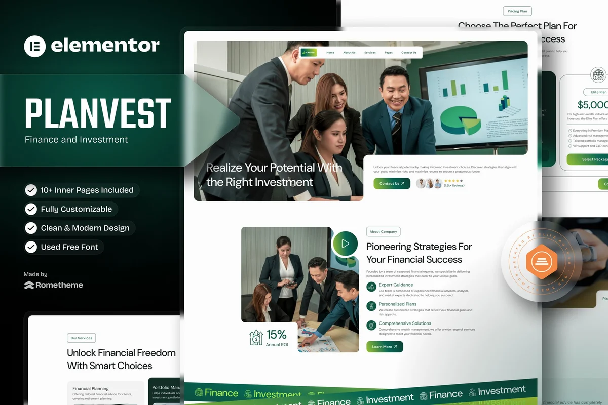 投资理财平台Elementor网站模板_一键导入快速建站插图-WP资源海 金融/投资 Elementor 网站模板封面
