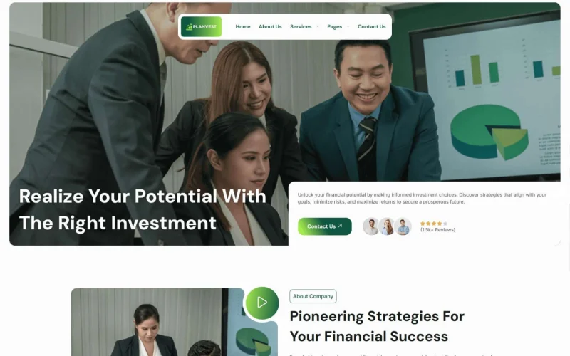 金融/投资 Elementor 模板首页预览