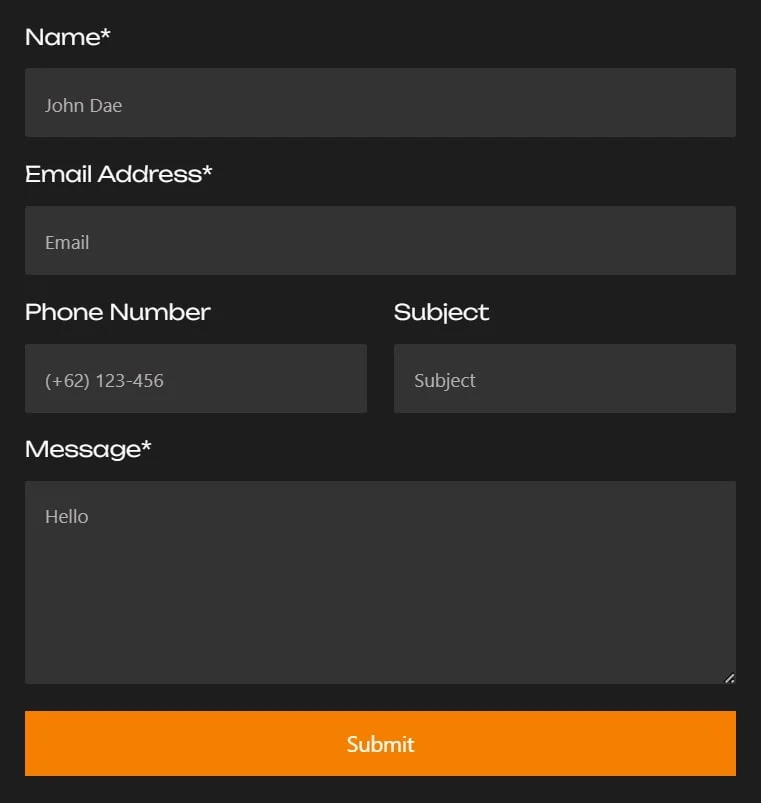 专车服务Elementor网站模板_一键导入快速建站插图2-WP资源海 交通工具 Elementor 模板联系表单预览