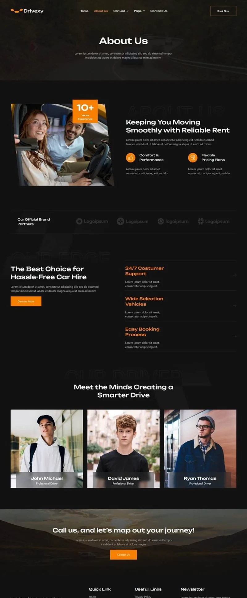 专车服务Elementor网站模板_一键导入快速建站插图3-WP资源海 交通工具 Elementor 模板关于我们预览