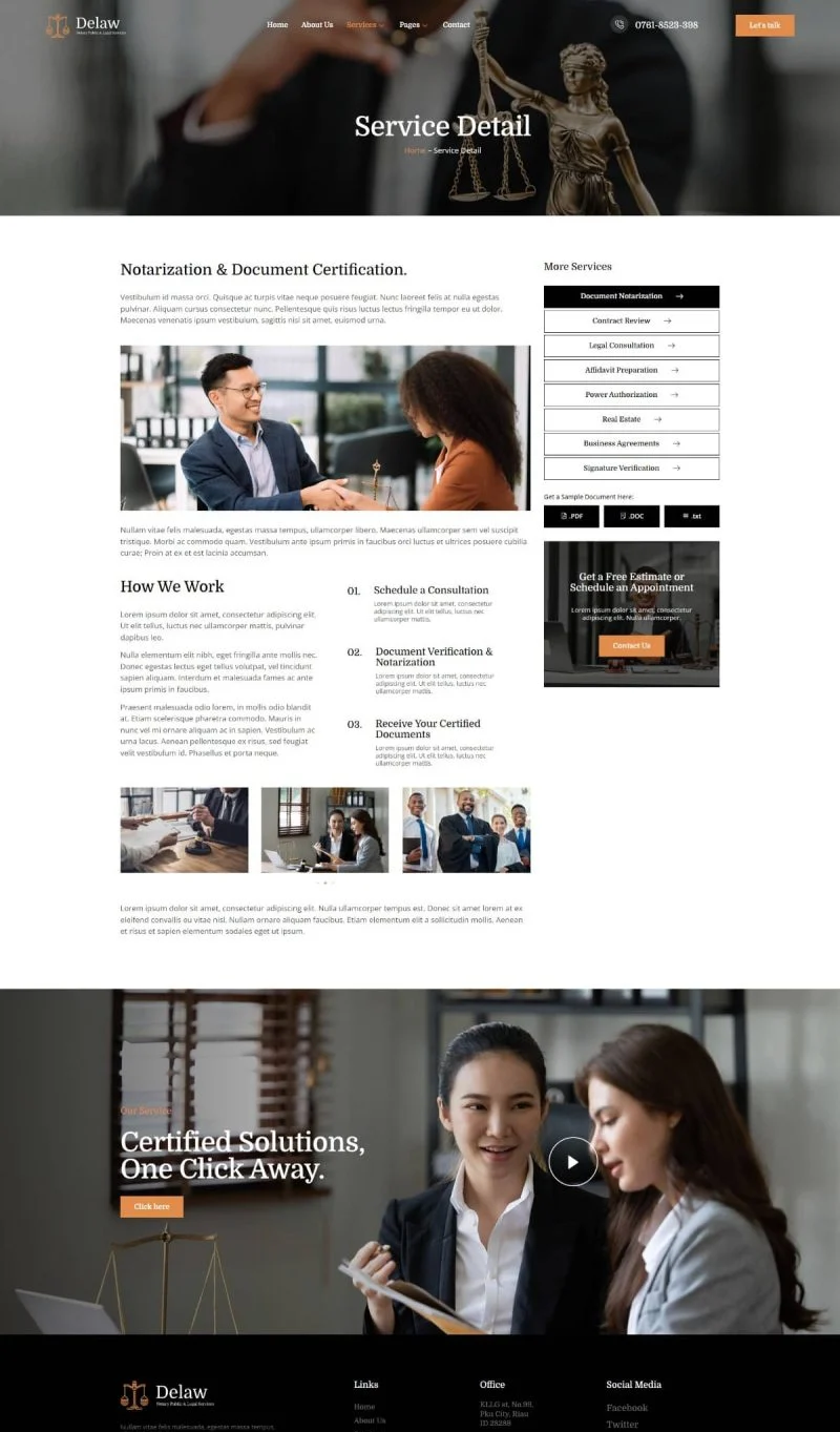 公证法律服务Elementor网站模板_一键导入快速建站插图3-WP资源海 政治/法律 Elementor 模板服务详情预览