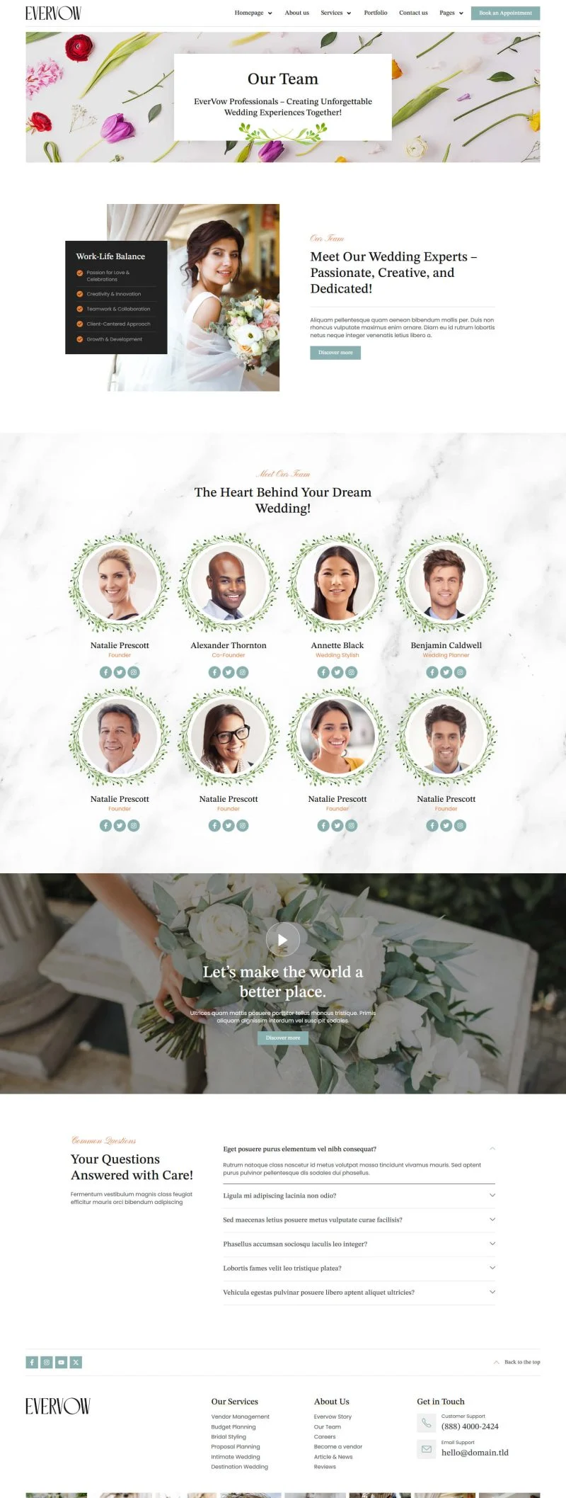 婚庆策划Elementor网站模板_一键导入快速建站插图7-WP资源海 婚礼/婚庆 Elementor 模板团队页面预览