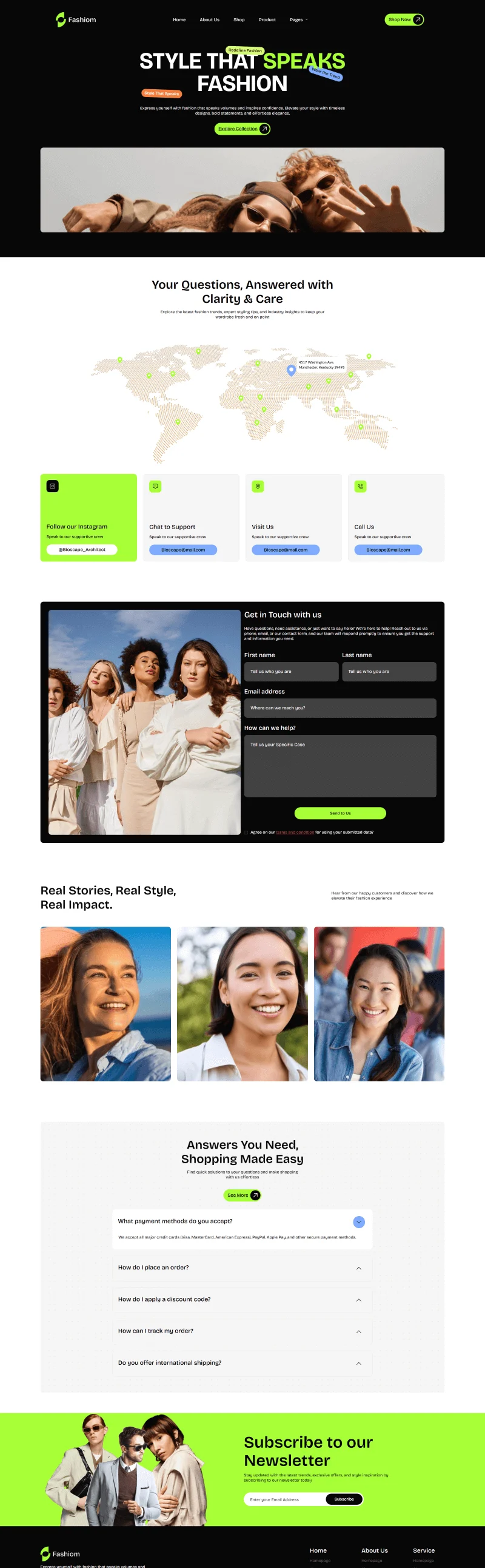 时尚电商Elementor网站模板_一键导入快速建站插图6-WP资源海 电商 Elementor 模板联系页面预览