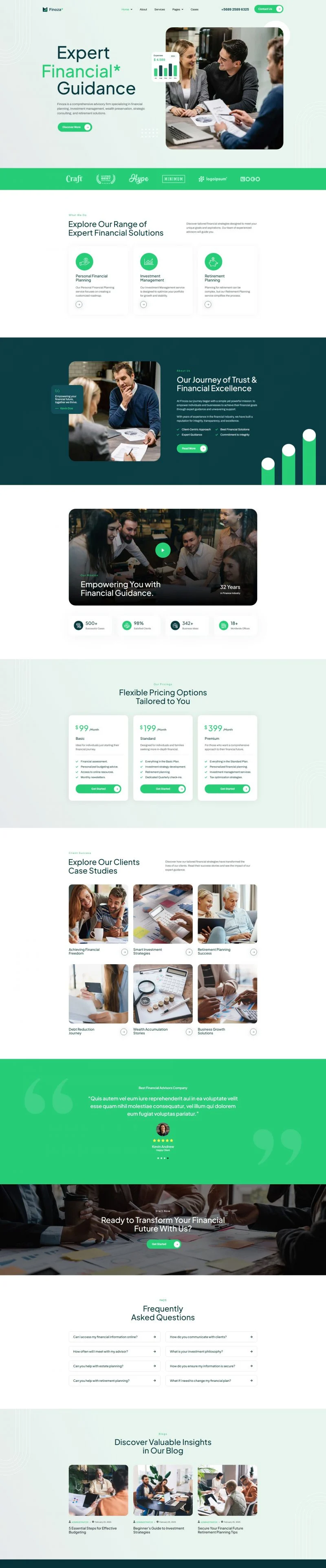 金融/投资 Elementor 模板首页预览