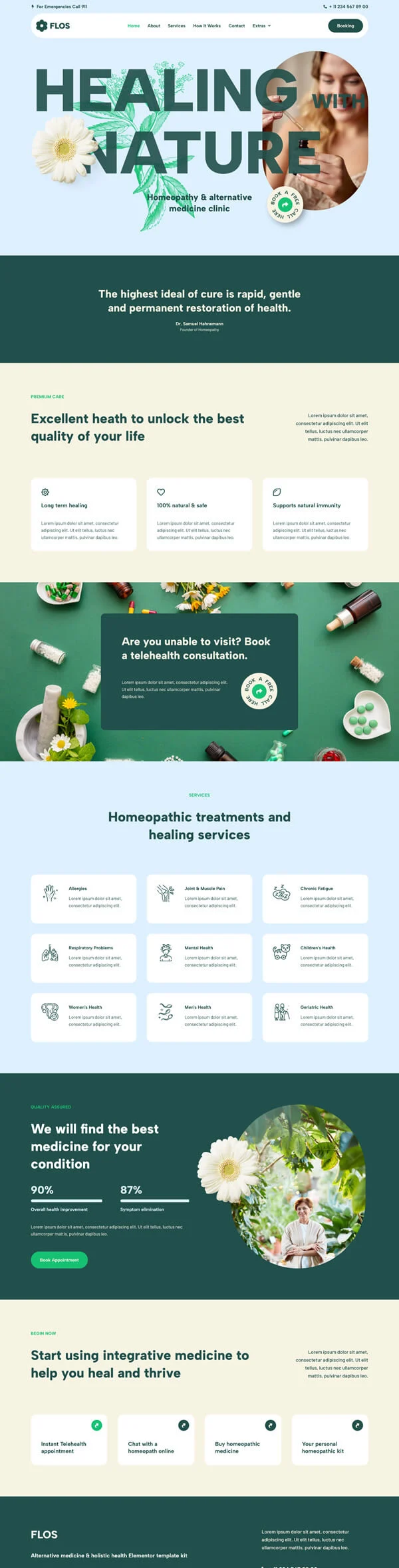 健康/医药 Elementor 模板首页预览
