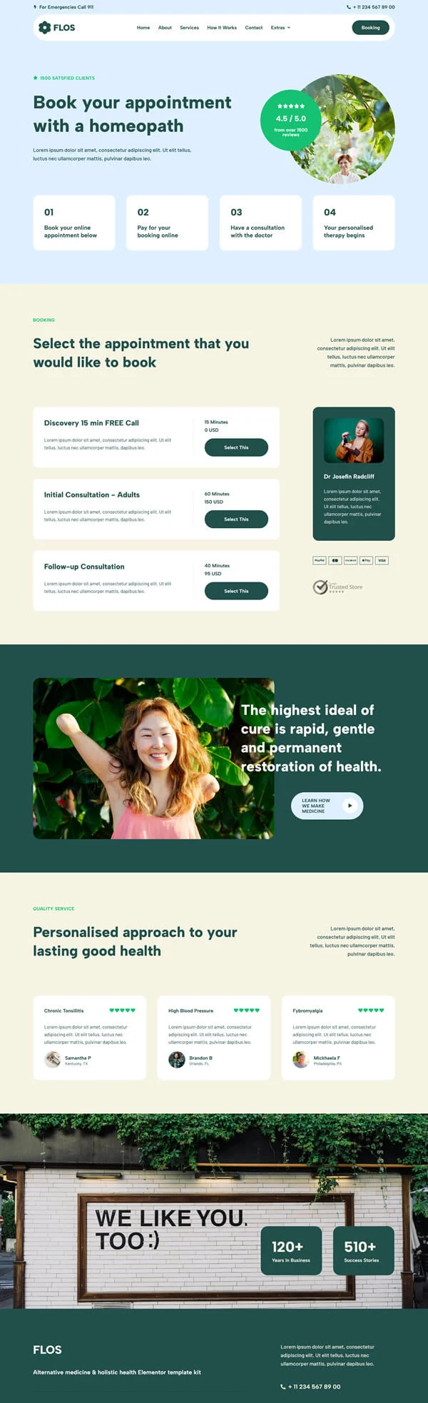 健康/医药 Elementor 模板预约页面预览