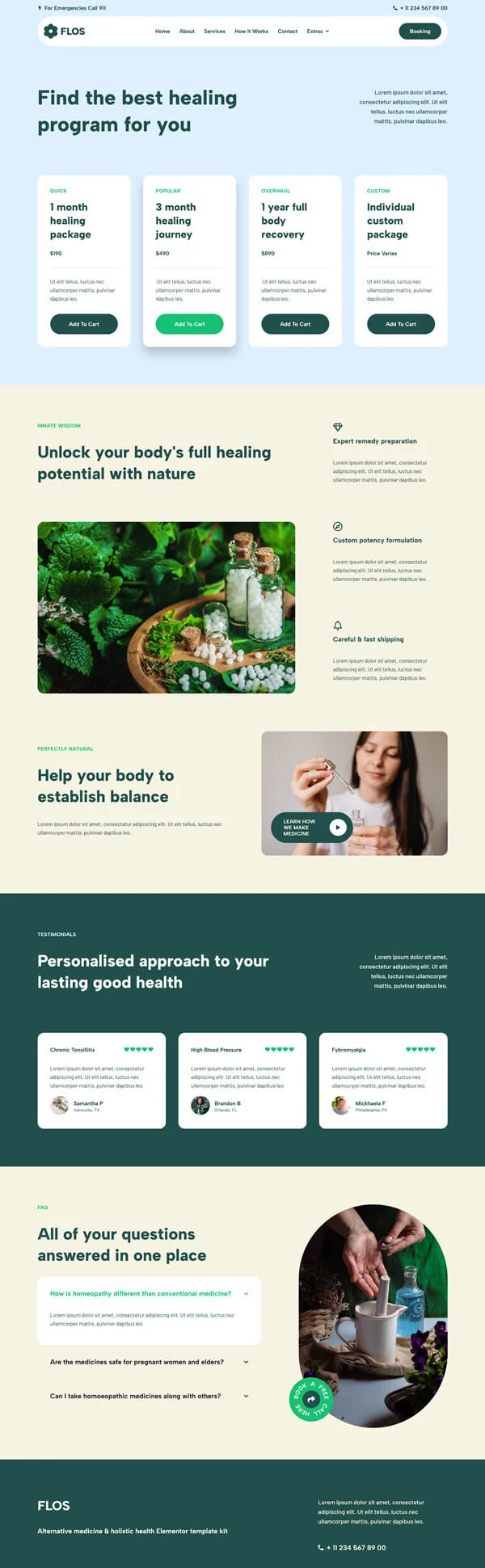 健康/医药 Elementor 模板价格页面预览