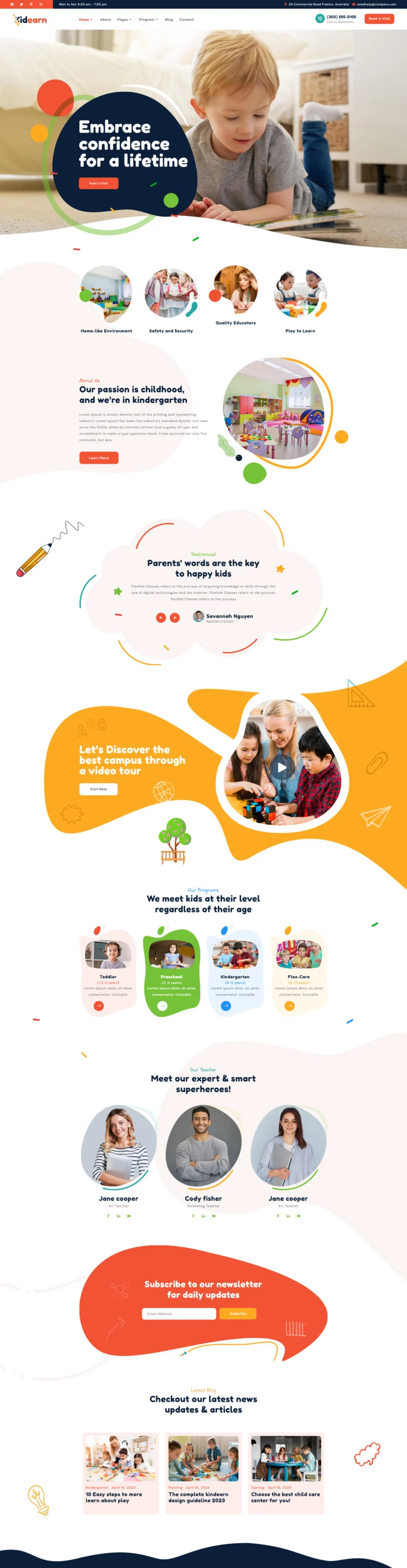 学校 Elementor 模板首页预览