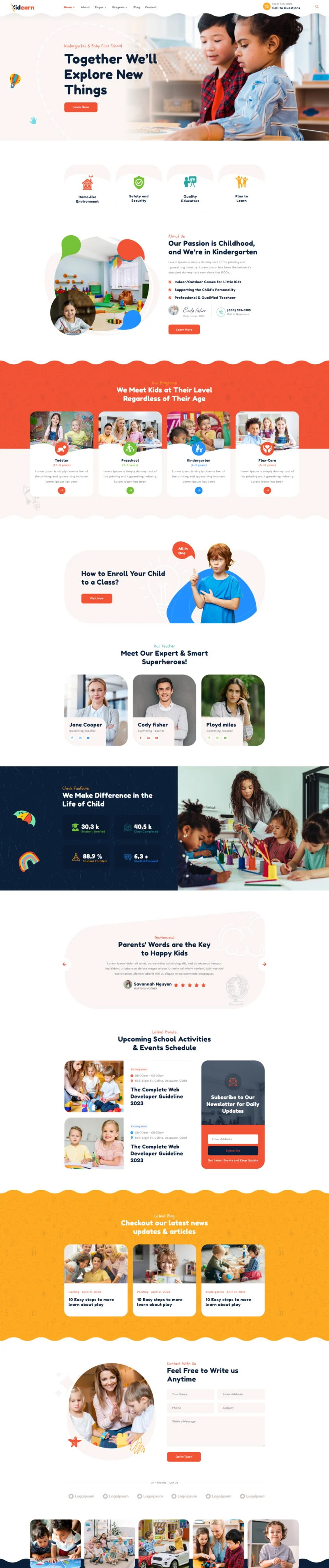 学校 Elementor 模板首页预览