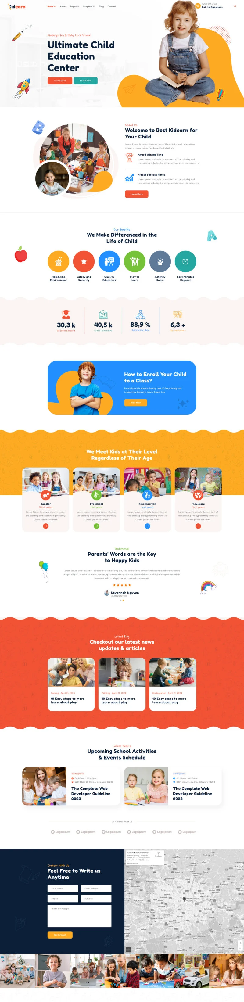 学校 Elementor 模板首页预览