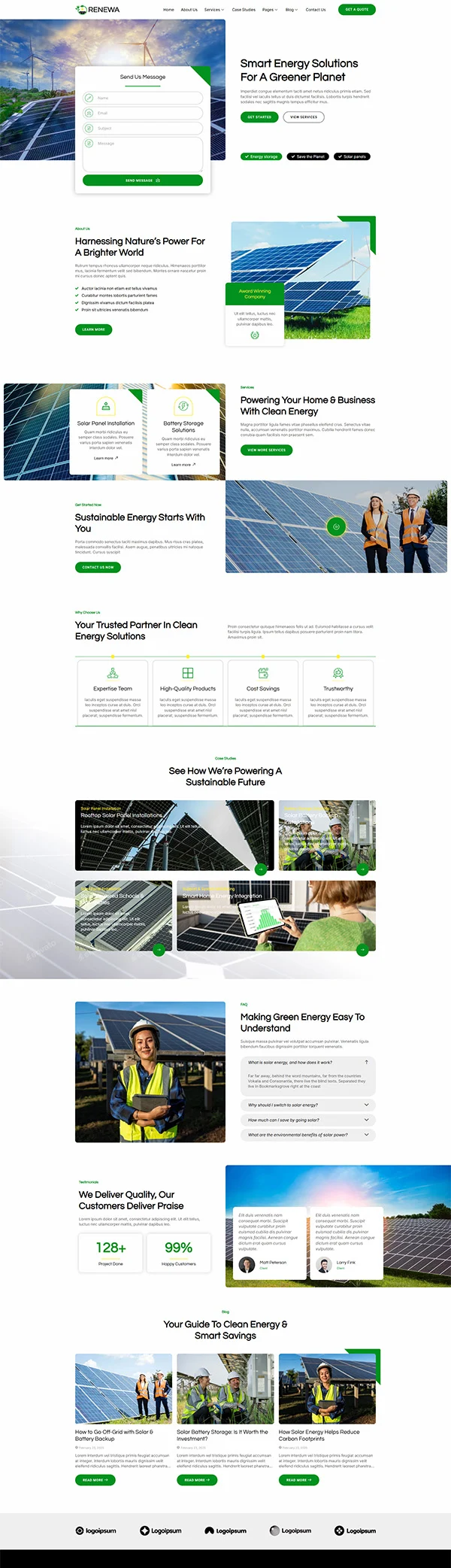 太阳能供电Elementor网站模板_一键导入快速建站插图1-WP资源海 工业/工厂 Elementor 模板首页预览