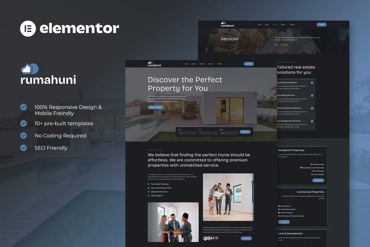 住宅物业Elementor网站模板_一键导入快速建站插图-WP资源海 建筑/地产 Elementor 网站模板封面