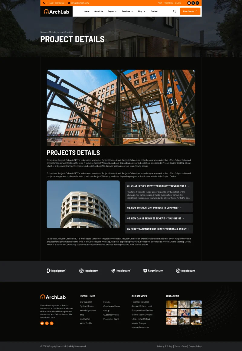 建筑与空间设计Elementor网站模板_一键导入快速建站插图4-WP资源海 艺术/设计 Elementor 模板项目详情预览