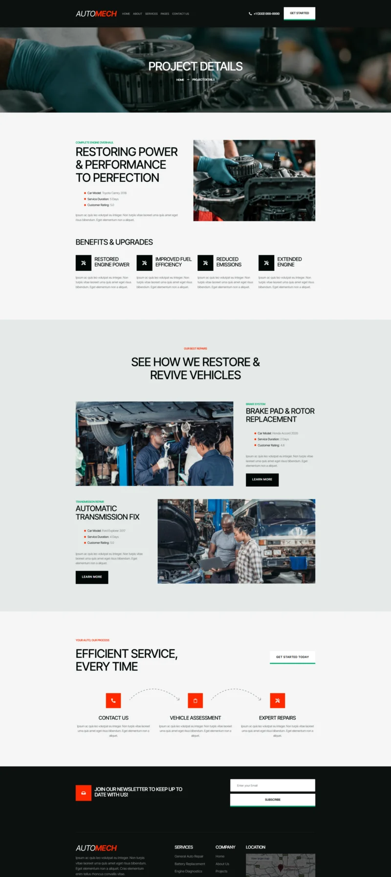 汽修服务Elementor网站模板_一键导入快速建站插图5-WP资源海 交通工具 Elementor 模板项目详情预览